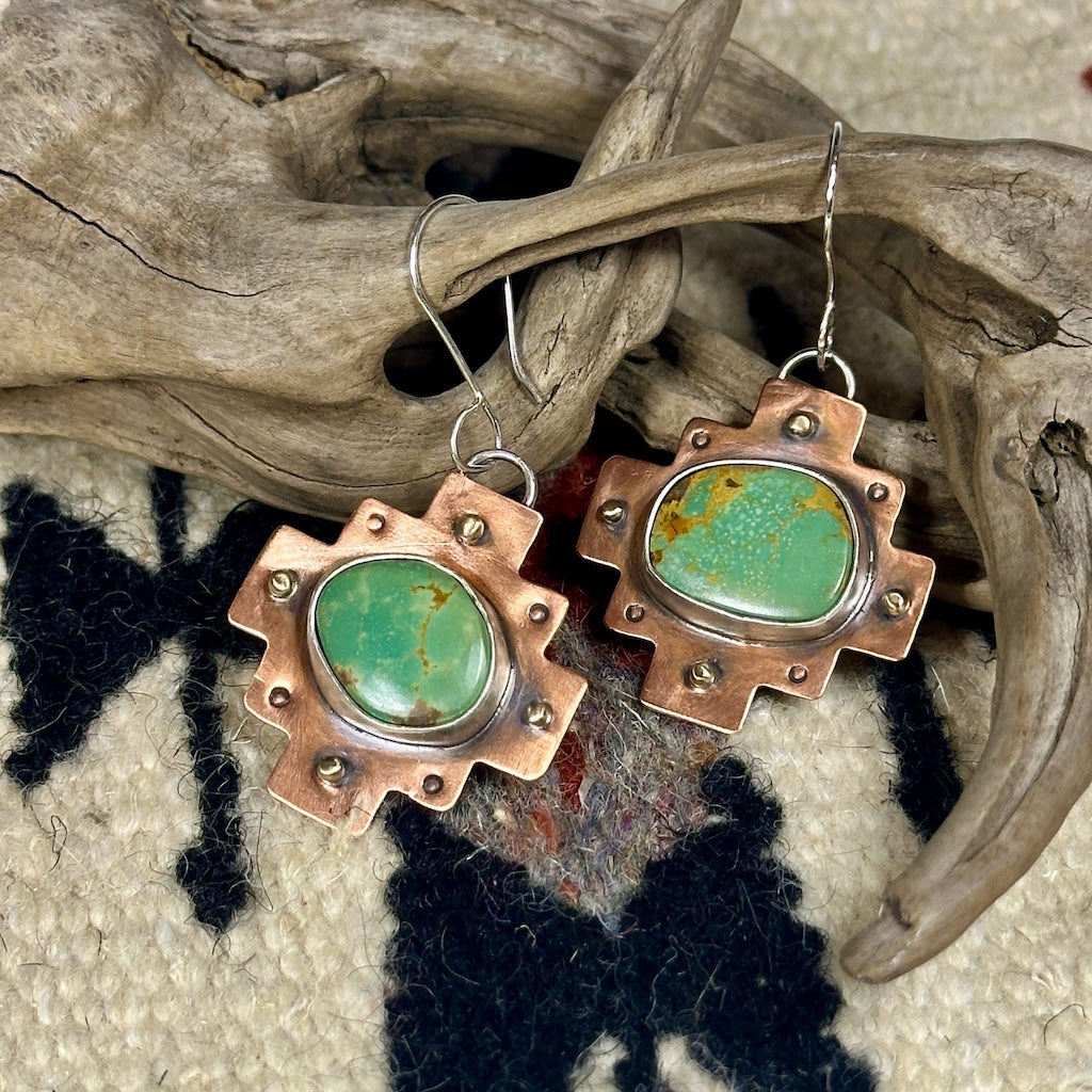 KINGMAN TURQUOISE CROSS EARRINGS AS244
