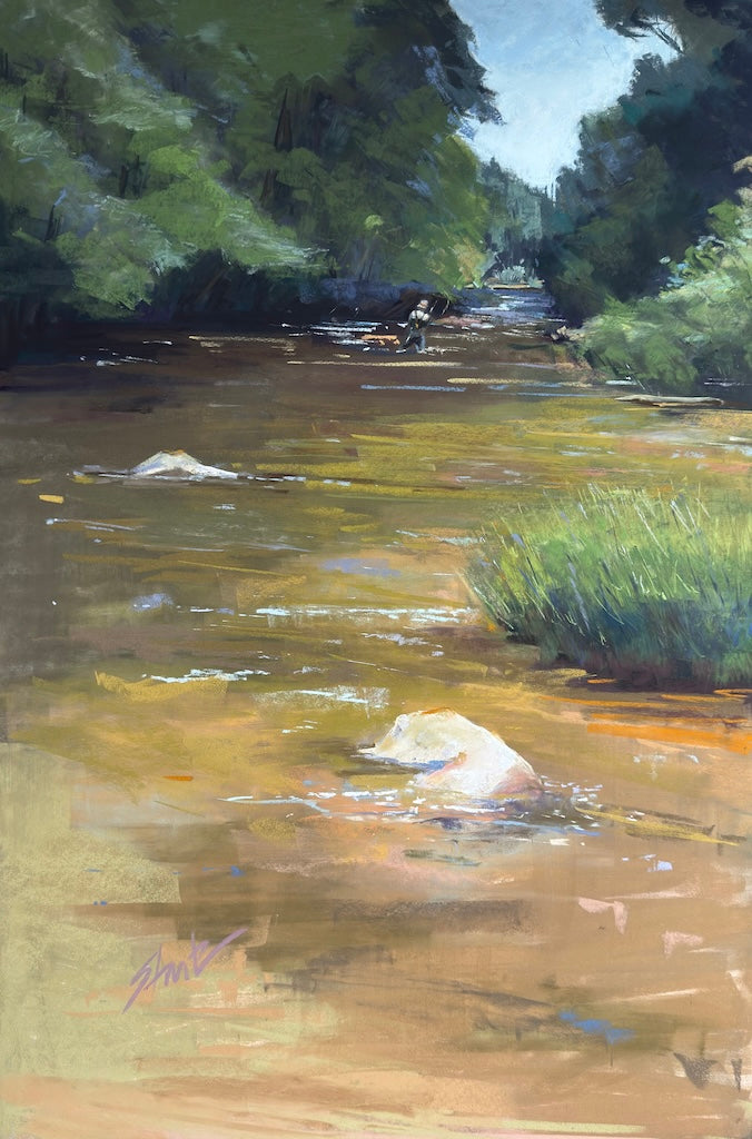 "FISHING THE DAVIDSON" ORIGINAL PASTEL/FRAMED