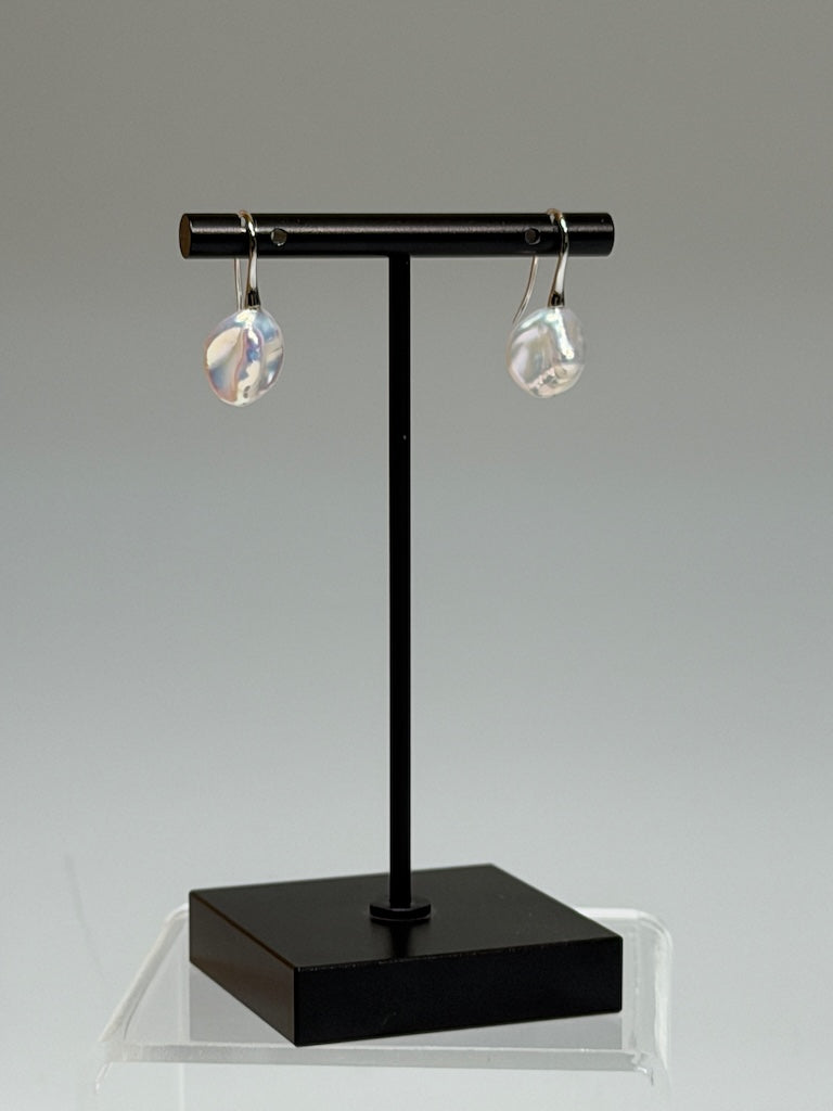 LITTLE TRUMPET FRESH WATER KESHI PEARL STERLING SILVER EARRINGS AV2628