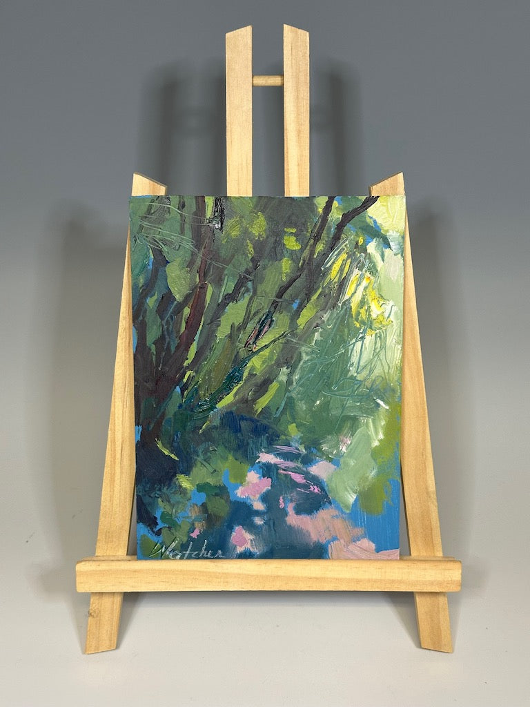 "CRAGGY GARDEN TREES" ORIGINAL OIL STUDY ON BOARD