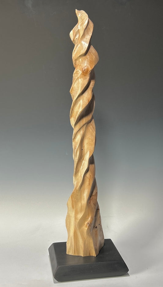 "LIVE WITH PASSION" HAND CARVED ABSTRACT WOOD SCULPTURE