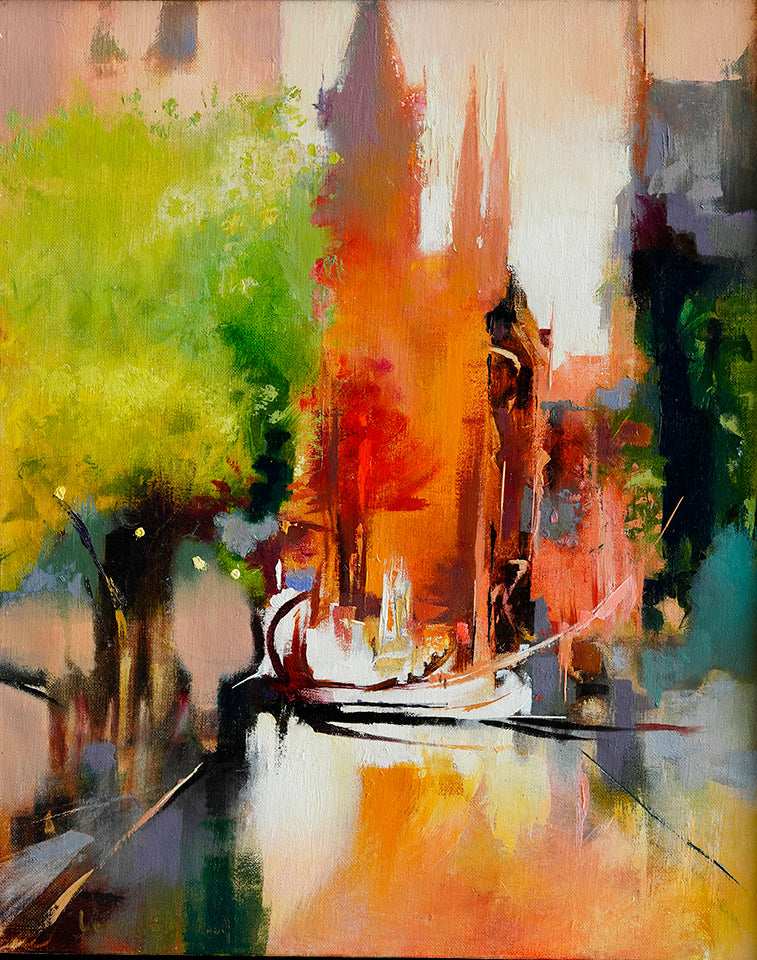 "ALSTADT" ORIGINAL OIL ON LINEN/FRAMED