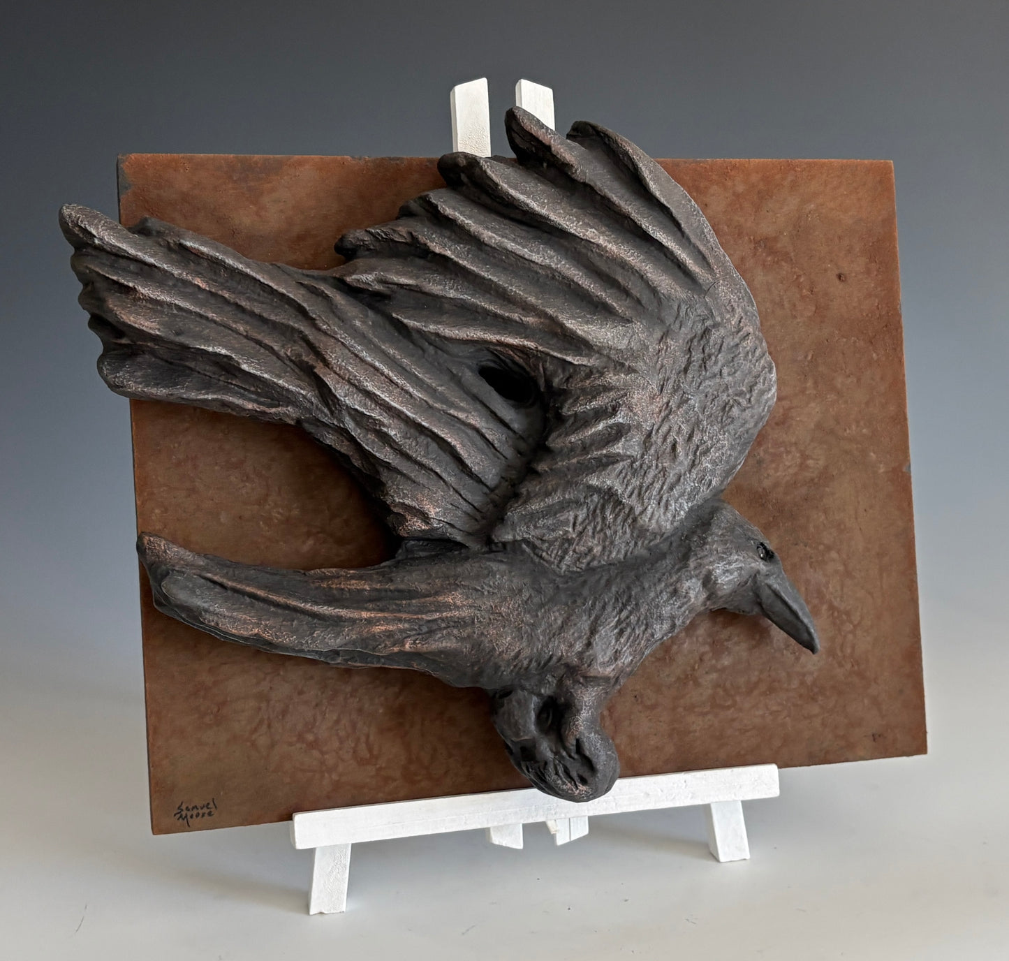 "ARIZONA" HAND CARVED WHITE PINE WITH METAL COATING WALL HANGING SCULPTURE