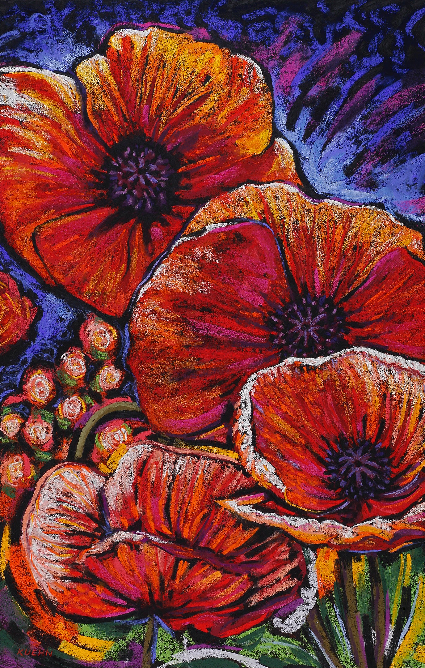 "POPPIES #1" ORIGINAL PASTEL/FRAMED