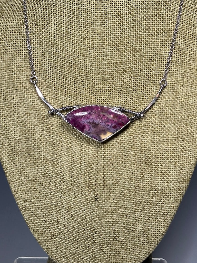 .925 PINK MOSS AGATE CHOKER NECKLACE BR370