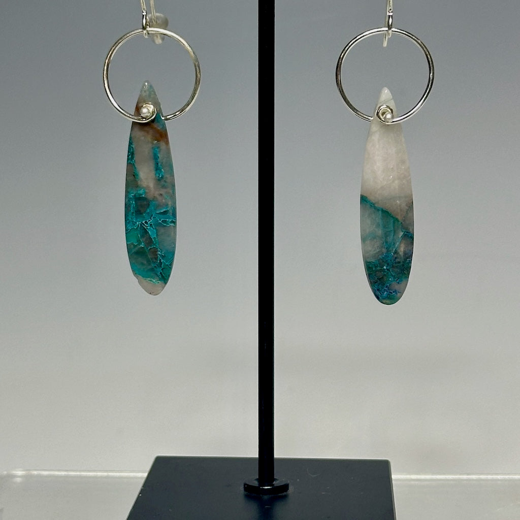 .925 PINCURL CHRYSOCOLLA DROP EARRINGS BR431