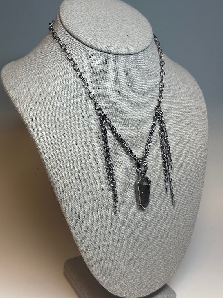 .925 NOCTURNAL BLISS NECKLACE WITH HEMATITE CRYSTAL DOUBLET PENDANT BR442