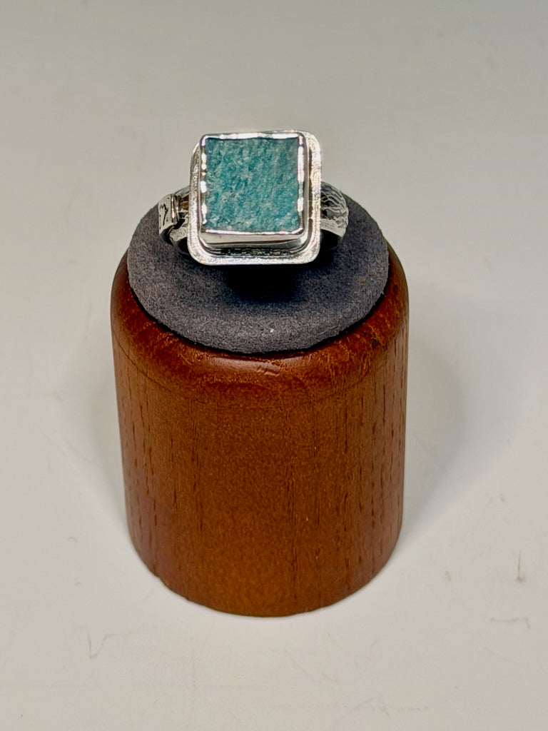 .925 NATURAL SURFACE AMAZONITE RING BR575