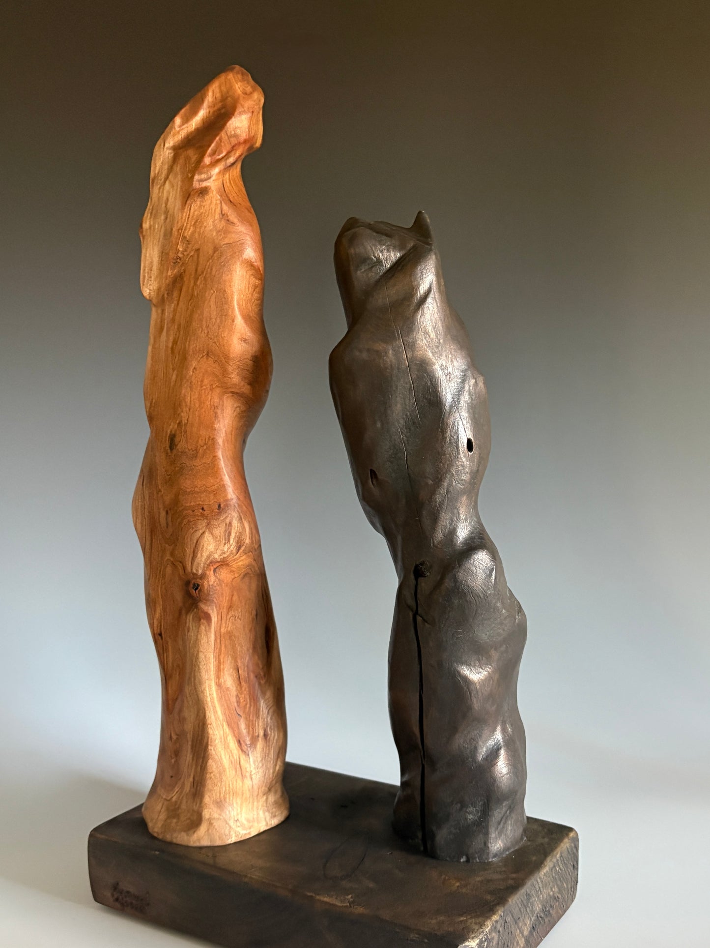 "BEAUTY AND THE BEAR" WILD CHERRY, SHOU SUGI BAN & WAX WOOD SCULPTURE