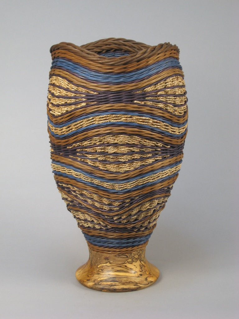 BLUE RIVERS WITH SPALTED MAPLE MIXED MEDIA BASKETRY