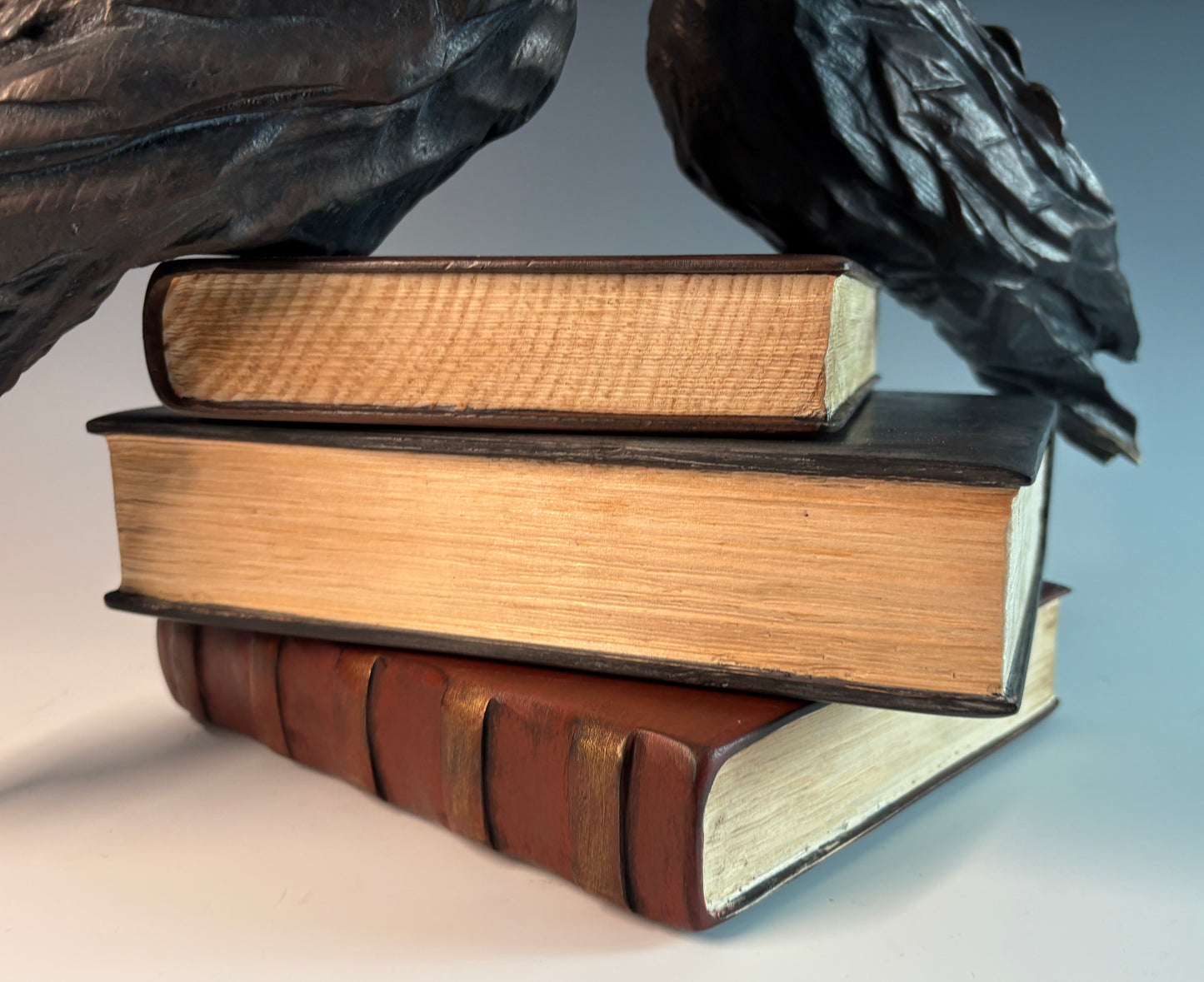 "BOOK TALK" HAND CARVED WHITE PINE SCULPTURE