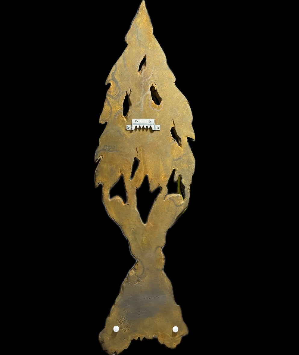 "BOUND BY NATURE" WHITE PINE WITH IRON-RUST COATINGS WOOD WALL HANGING