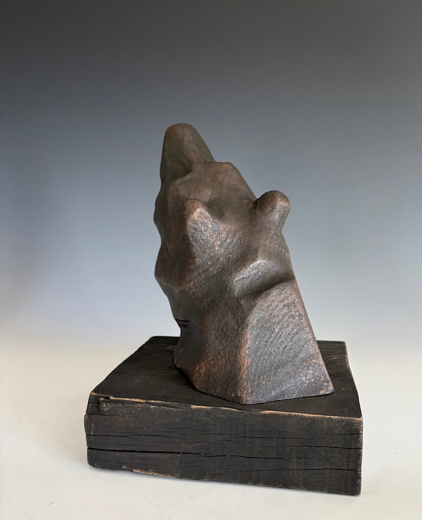 "CASSIO" HAND CARVED WHITE PINE WITH METAL COATING SCULPTURE