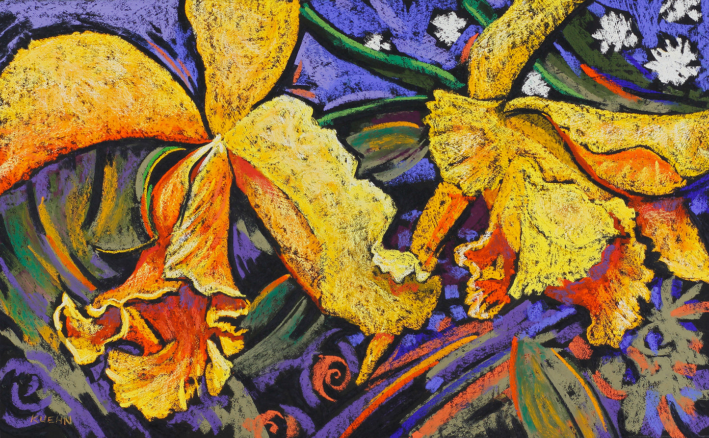 "CATTLEYA ORCHID #1" ORIGINAL PASTEL/FRAMED