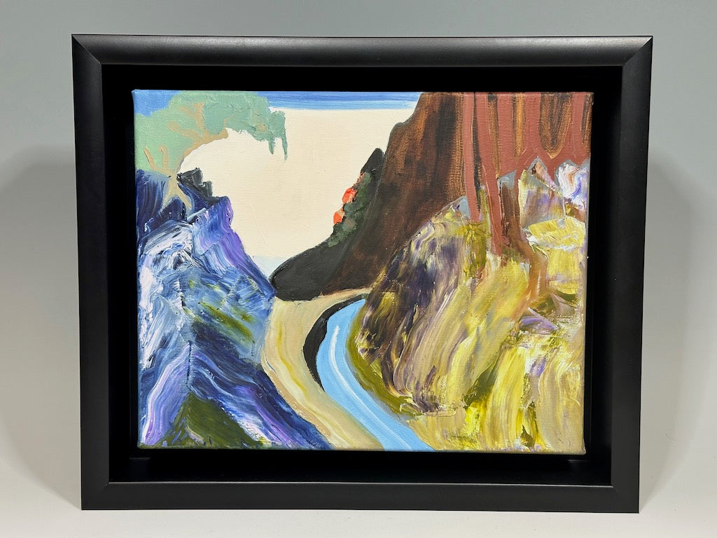 "SEARCHING FOR THE RARE MOUNTAIN RHODODENDRON" ORIGINAL OIL PAINTING ON LINEN FRAMED