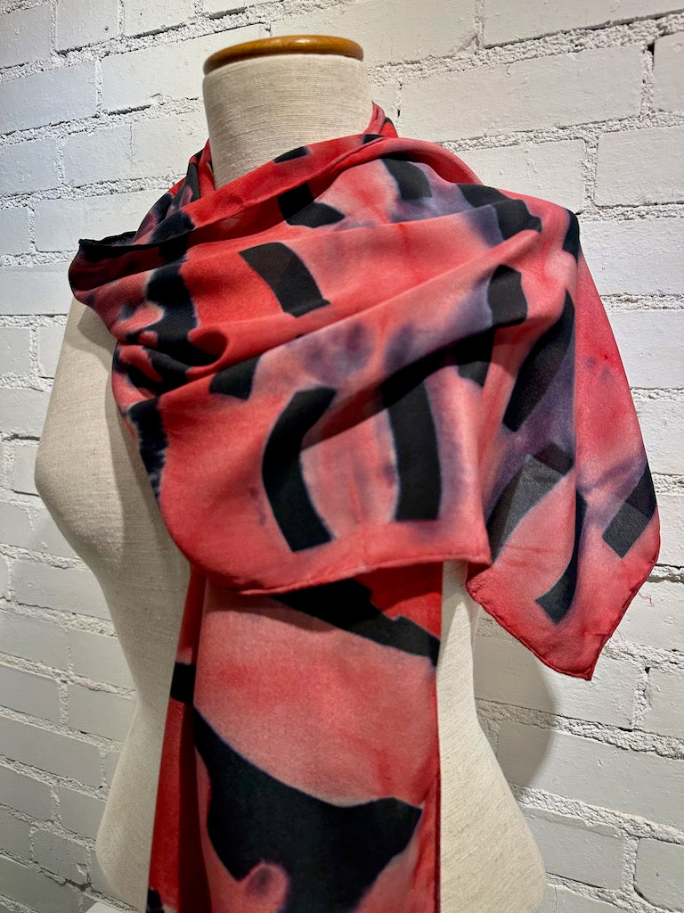 HAND DYED 100% SILK CREPE DE CHINE SHIBORI SCARF F283
