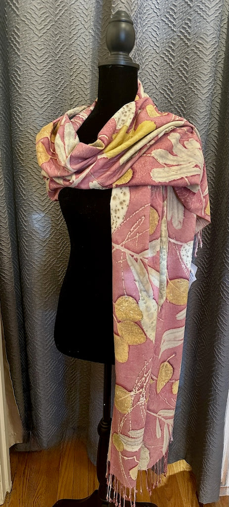 100% WILD SILK ECO PRINTED SHAWL F316