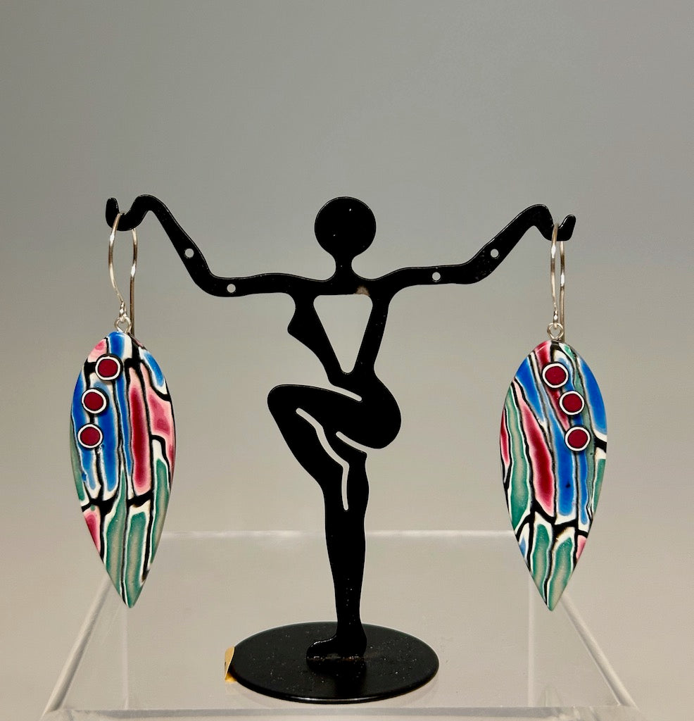 BUTTERFLY WINGS POLYMER CLAY EARRINGS WITH STERLING SILVER EAR WIRE DKPCE728