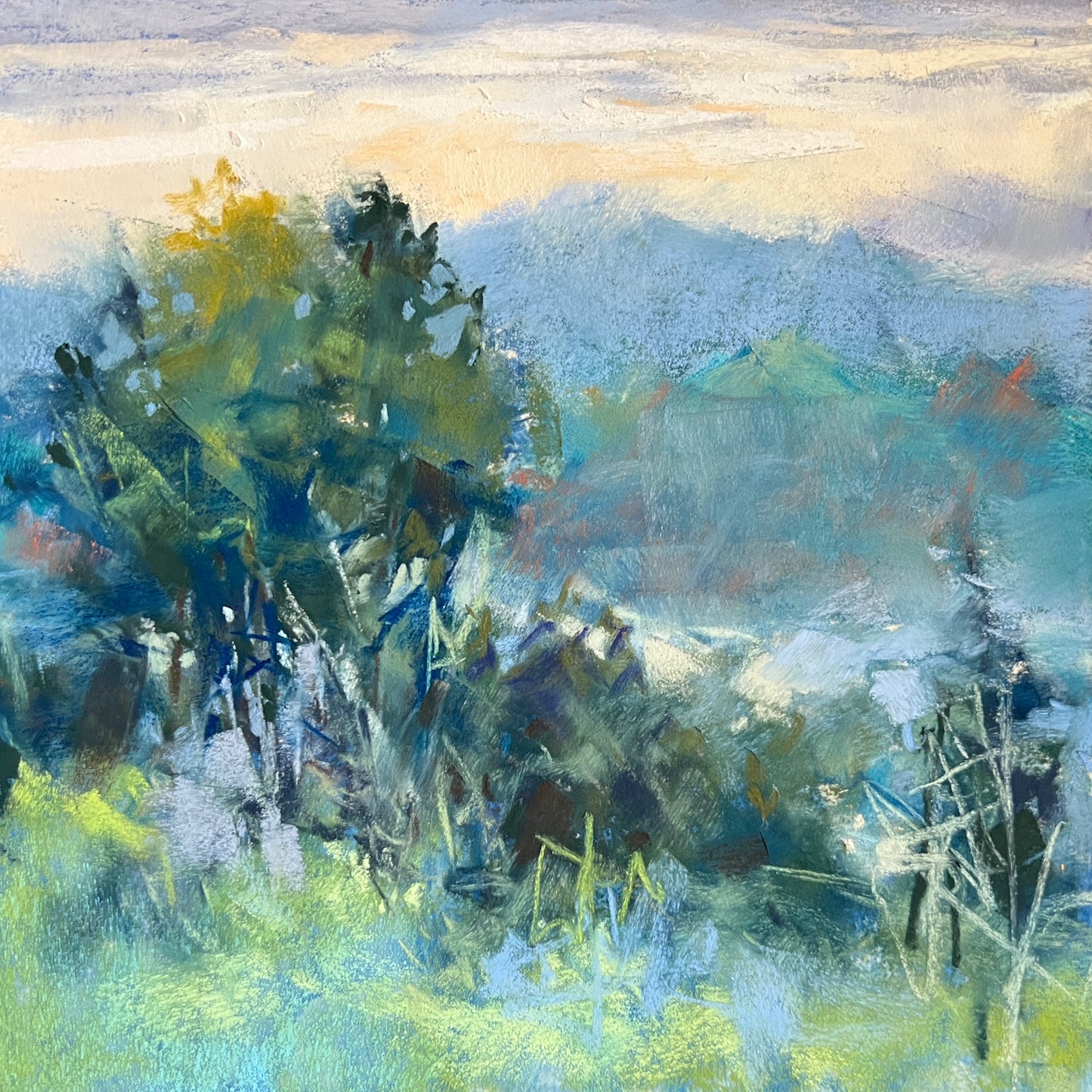 "DISTANT HILLS" ORIGINAL PASTEL STUDY/MATTED