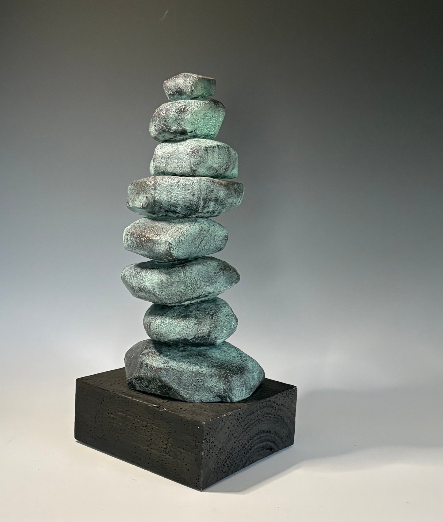 "DREAM CAIRN" HAND CARVED WHITE PINE SCULPTURE WITH BRONZE COATING