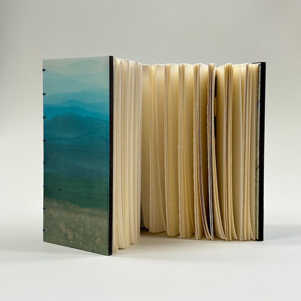 BLUE RIDGE VISTA JOURNAL BOOK - ENCAUSTIC BEESWAX COVERS AND HANDMADE BINDING