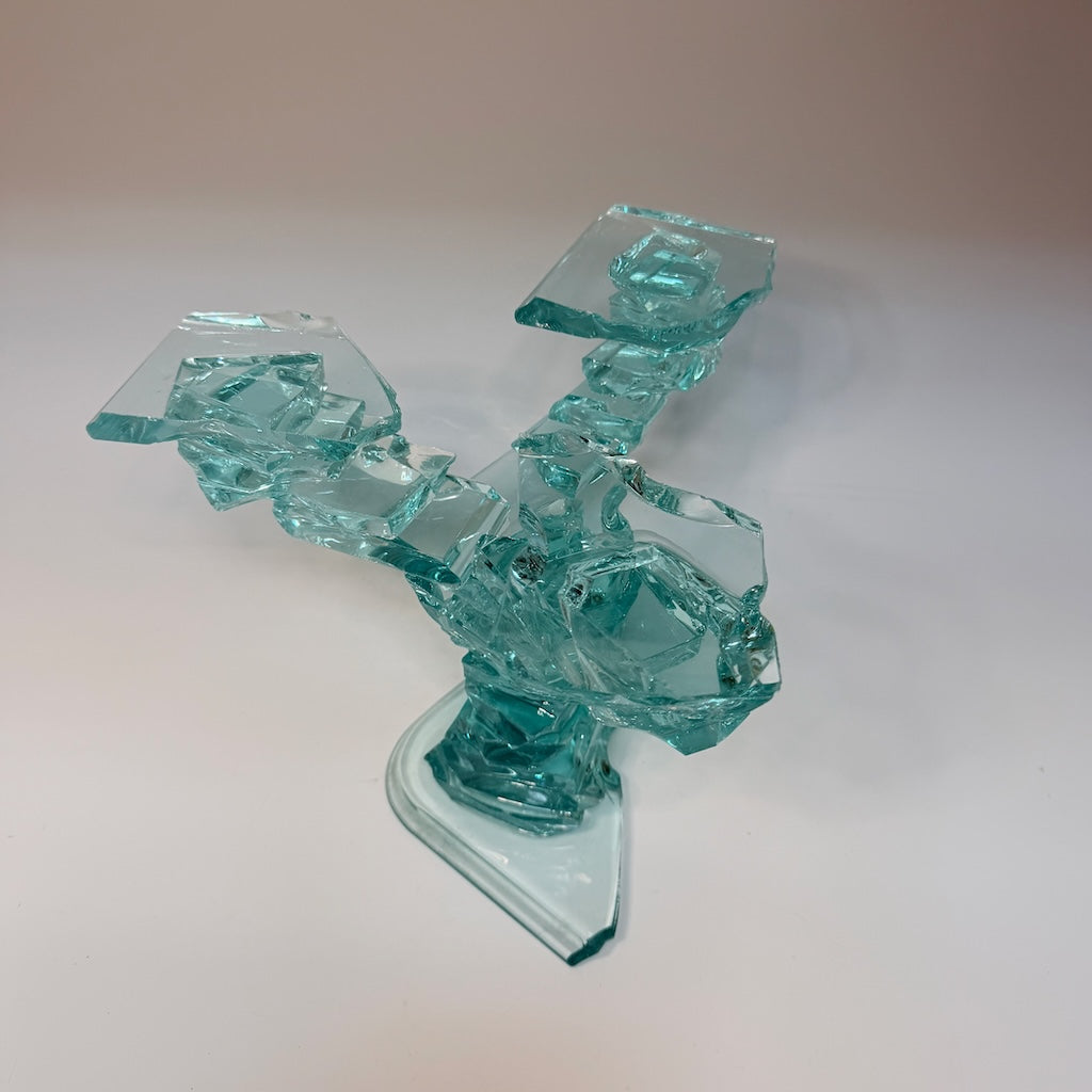 TALL FUSED GLASS 3 TEIR CANDLE STAND FM3T
