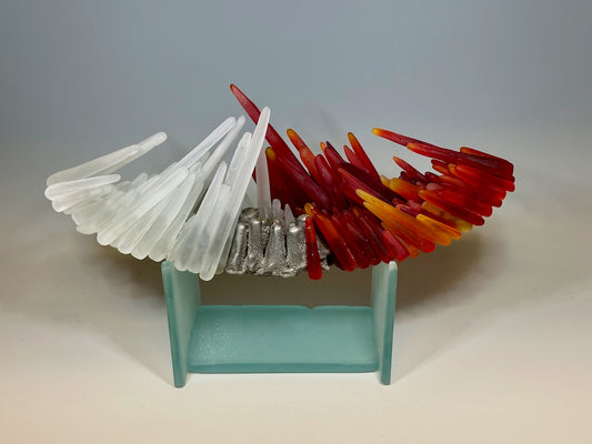 "FIRE AND ICE" GLASS SCULPTURE