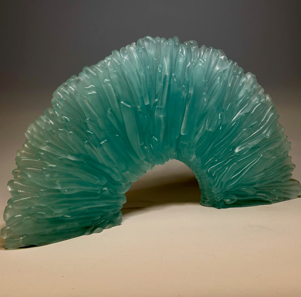 "RAINBOW MIST" FUSED GLASS SCULPTURE