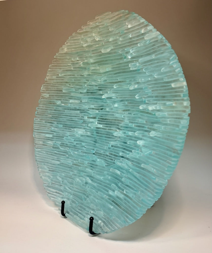 "TIDE BREAKER BOWL" FUSED GLASS ART SCULPTURE