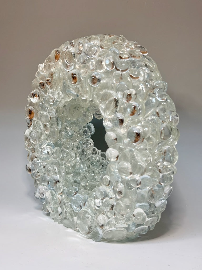 "TUNNEL OF WHITE LIGHT" FUSED GLASS ART SCULPTURE