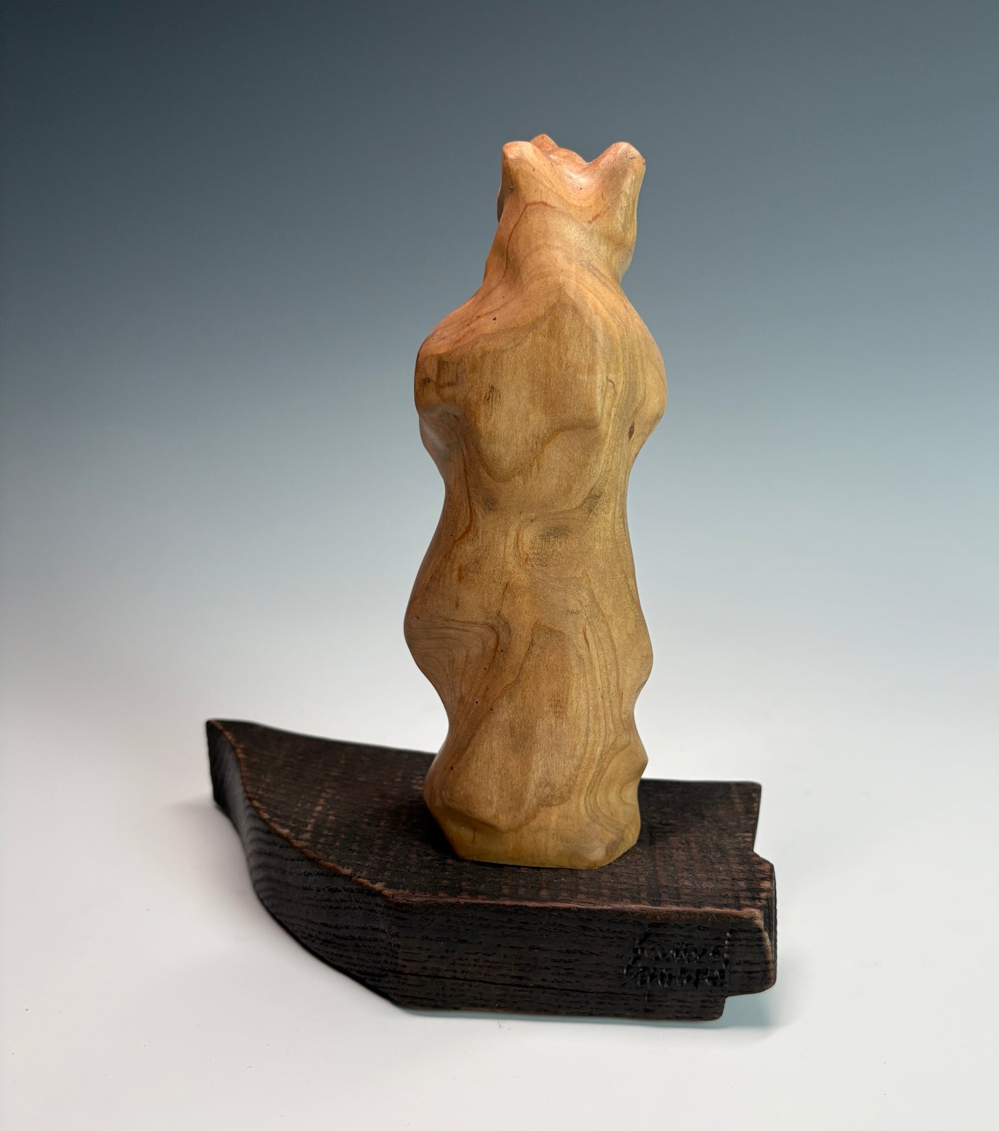 "FOLLOW YOUR HEART-II" HAND CARVED WILD CHERRY SCULPTURE