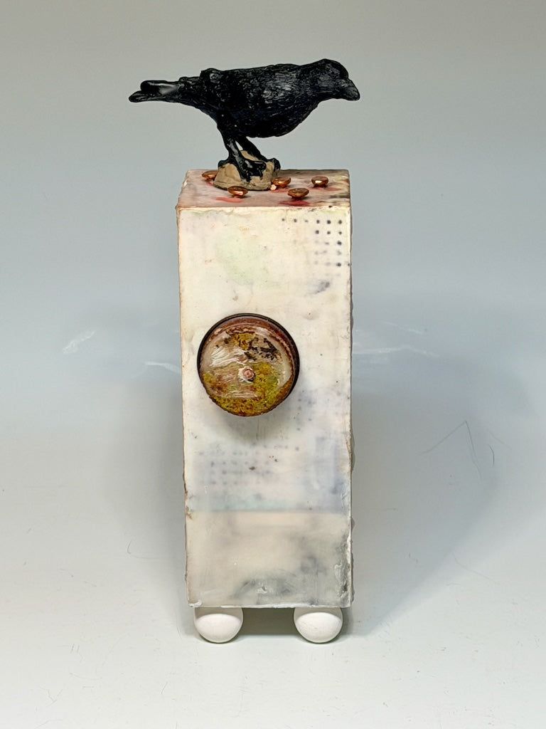 "KEEPER OF THINGS" MIXED MEDIA WITH ENCAUSTIC SCULPTURE