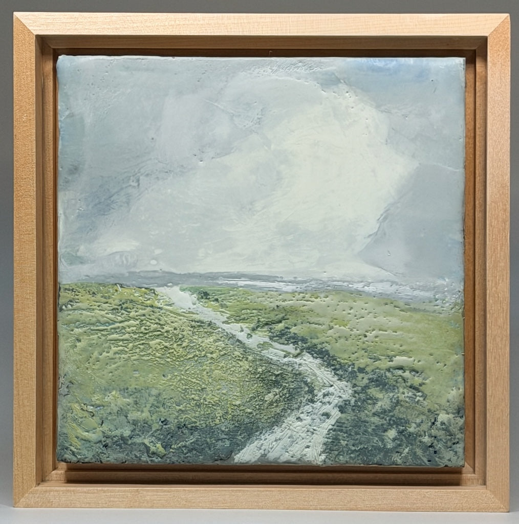 "SPRING FIELDS" ORIGINAL ENCAUSTIC/FRAMED