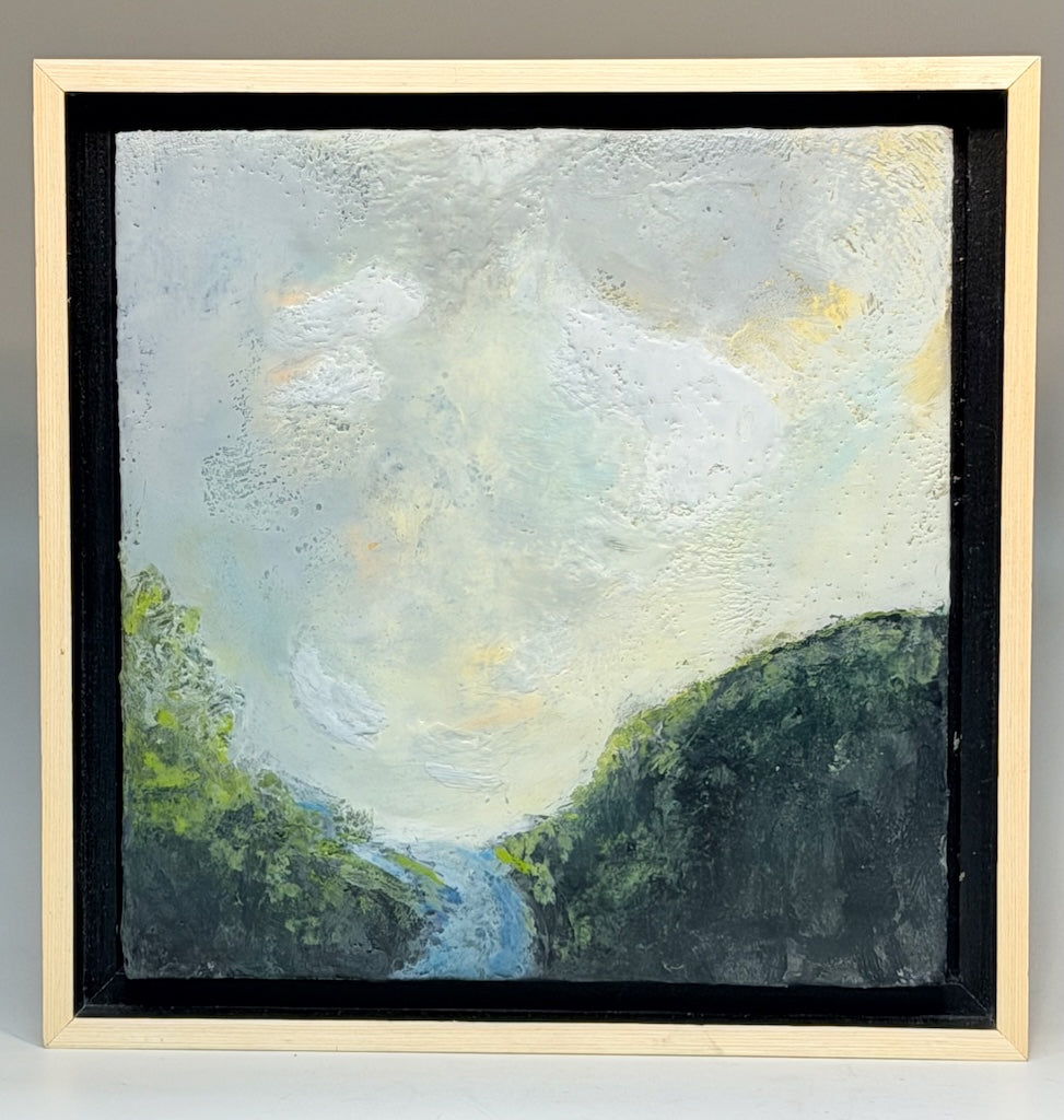"WATERFALL" ORIGINAL ENCAUSTIC/FRAMED
