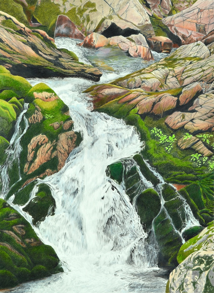 "HIDDEN FALLS VIII" ORIGINAL DRAWING/FRAMED