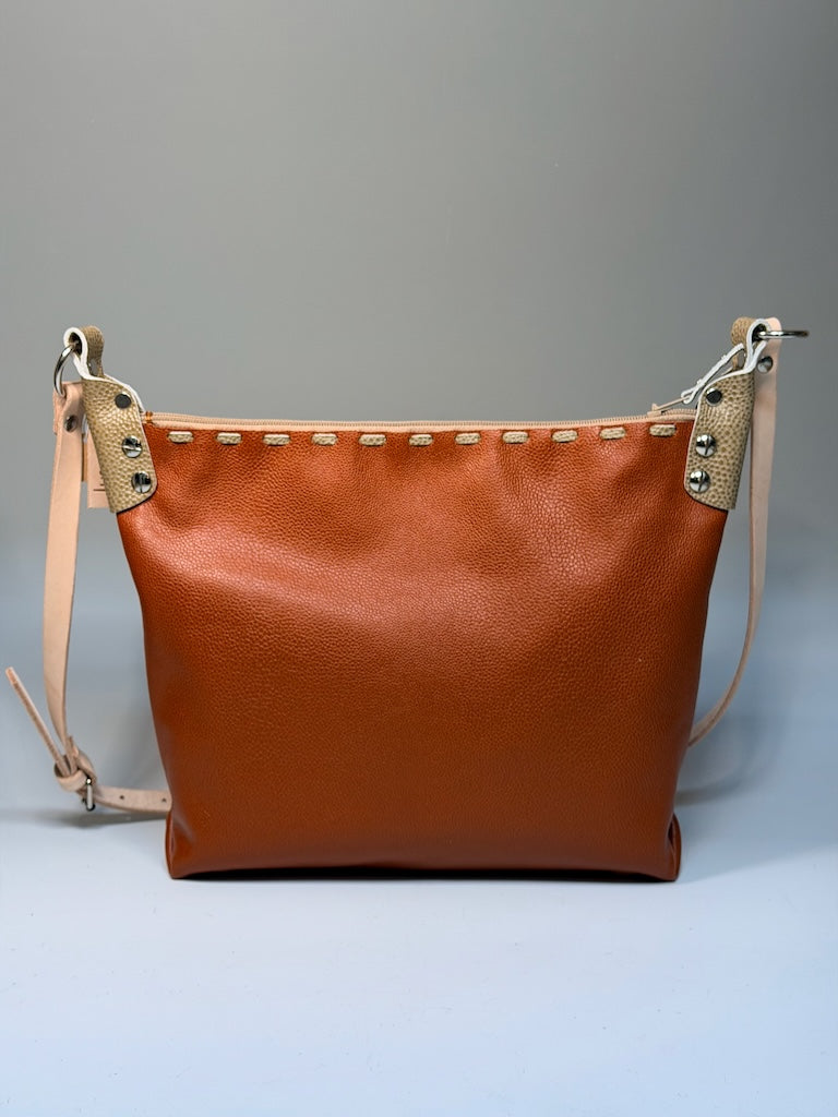 BRICK LEATHER BAG WITH TAUPE STINGRAY ACCENTS BAG II228