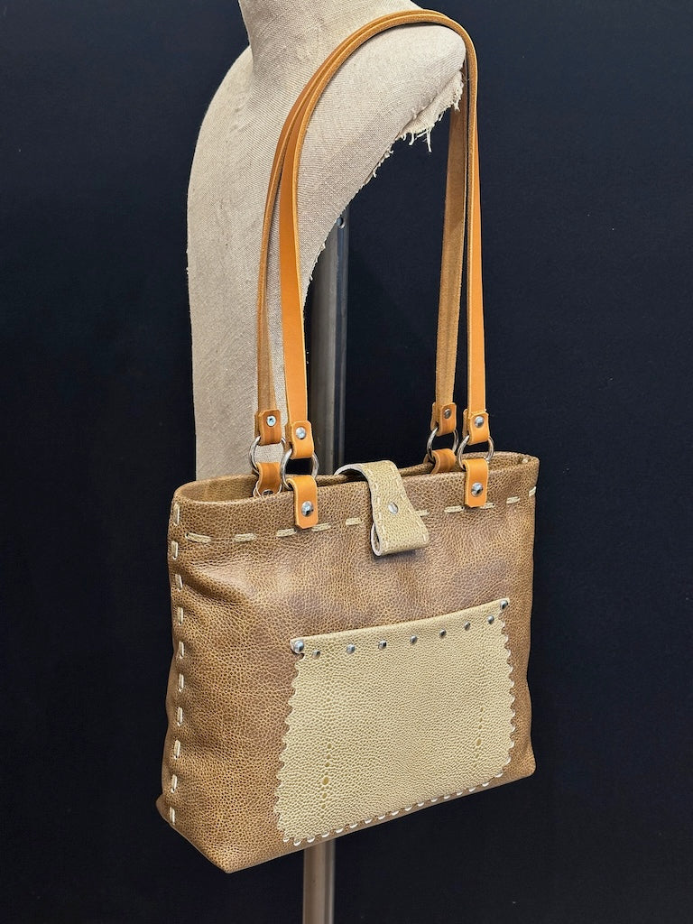 TOBACCO AND STING RAY LEATHER TOTE II235