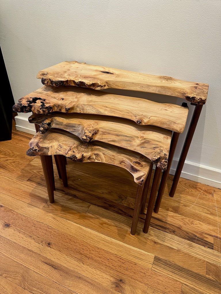 MAPLE BURL NESTING TABLES - SET OF 4