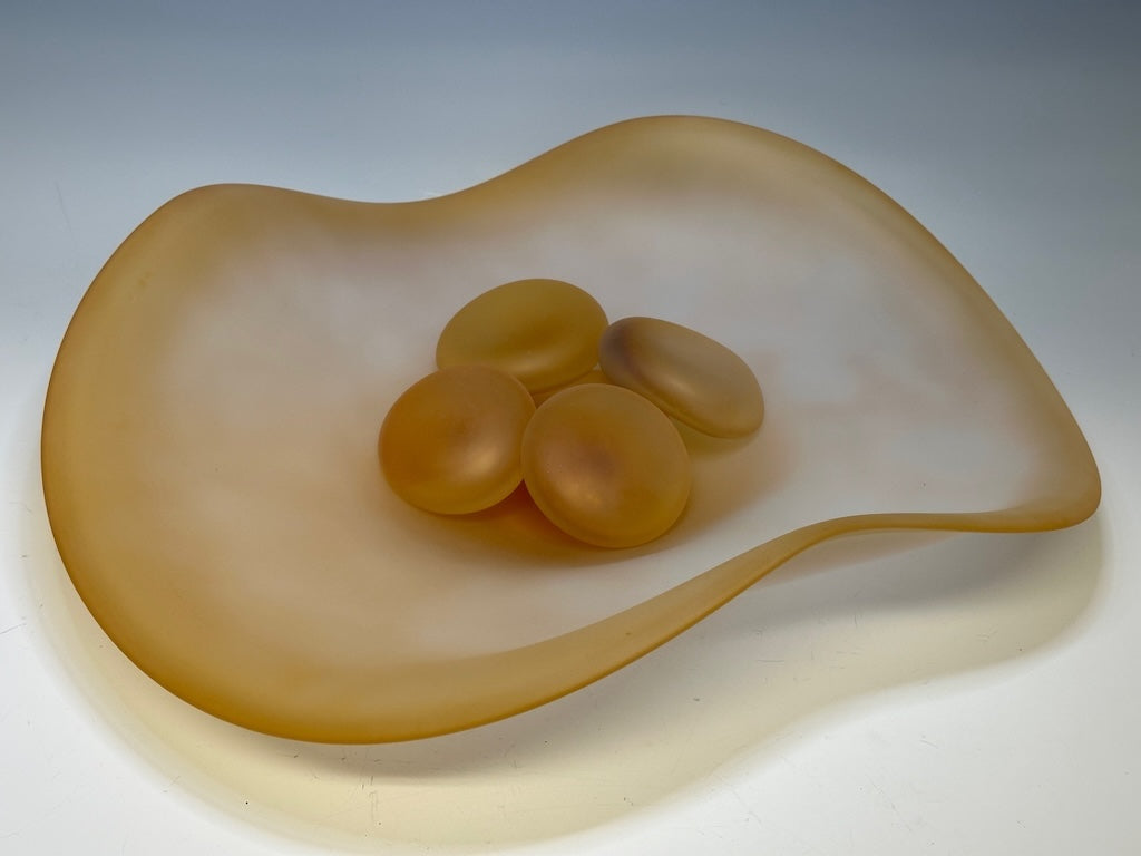RIVER ROCK SERIES AMBER FREE FORM GLASS BOWL SMALL