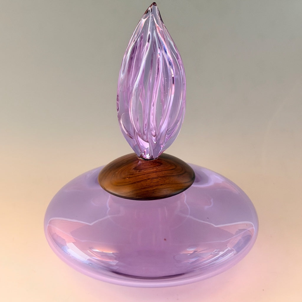 "THE FLAME OF WONDER" PURPLE BLOWN GLASS LIDDED VESSEL