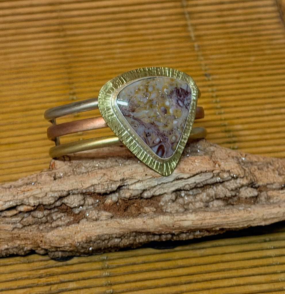 TRIPLE BANDED CUFF WITH JASPER STONE JH180