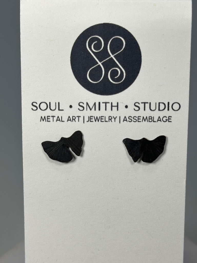 RESILIENCE SMALL COPPER GINKGO LEAF EARRINGS ON STERLING POST JH81