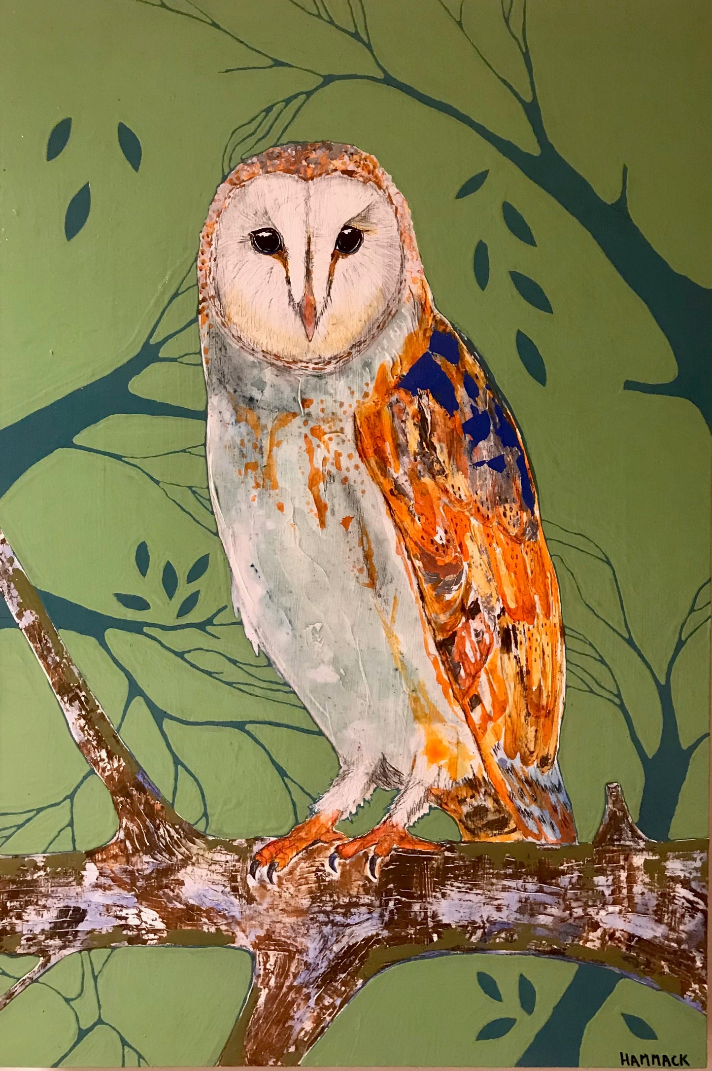 "NIGHT MOVES MYSTIC" Original Mixed Media Painting on Board/Framed