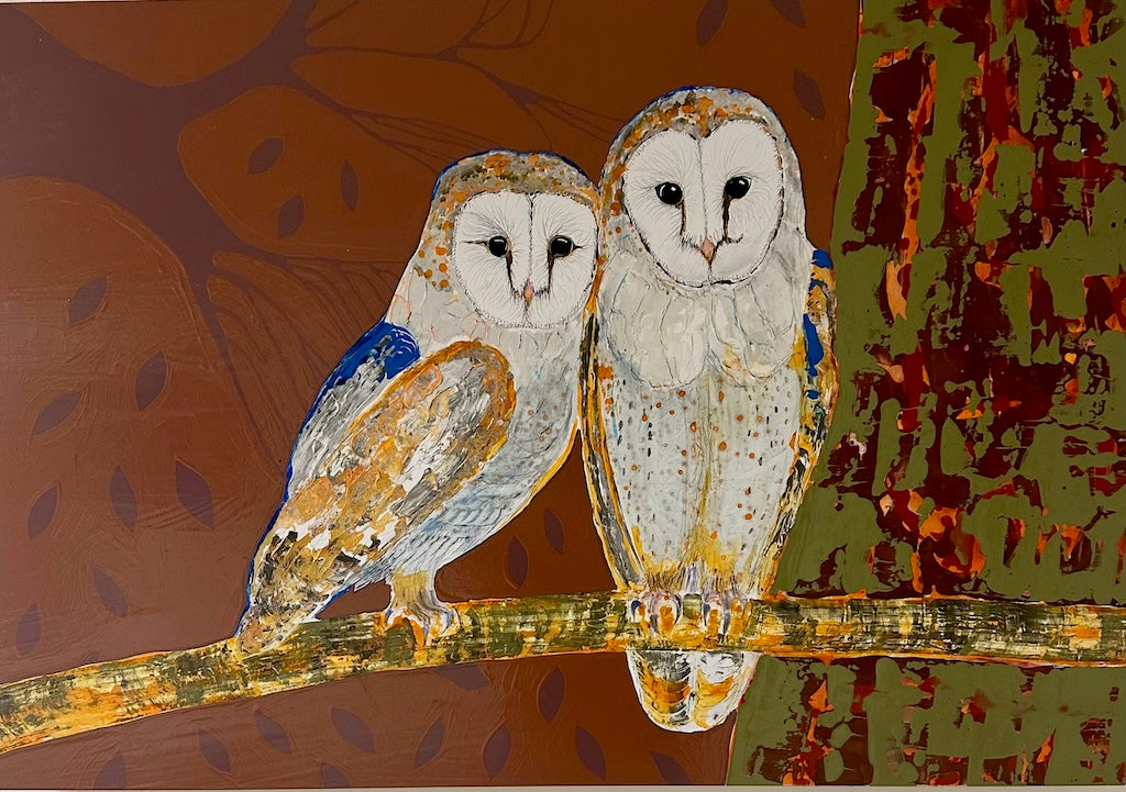 "GUARDIANS OF MYSTIC KNOWLEDGE" Original Mixed Media Painting on Board/Framed