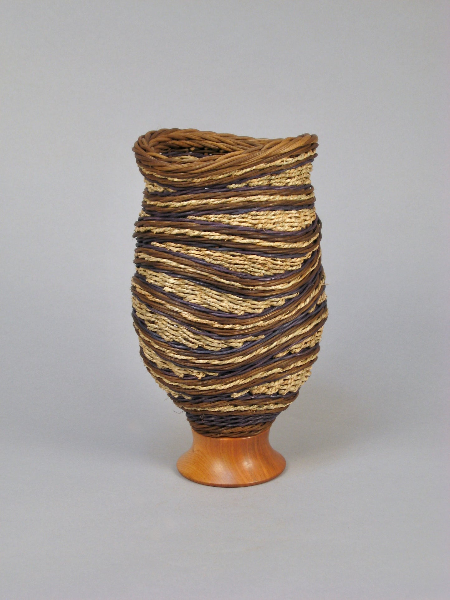 NAVY STAIRCASE MIXED MEDIA BASKET WITH CHERRY TOP AND BASE