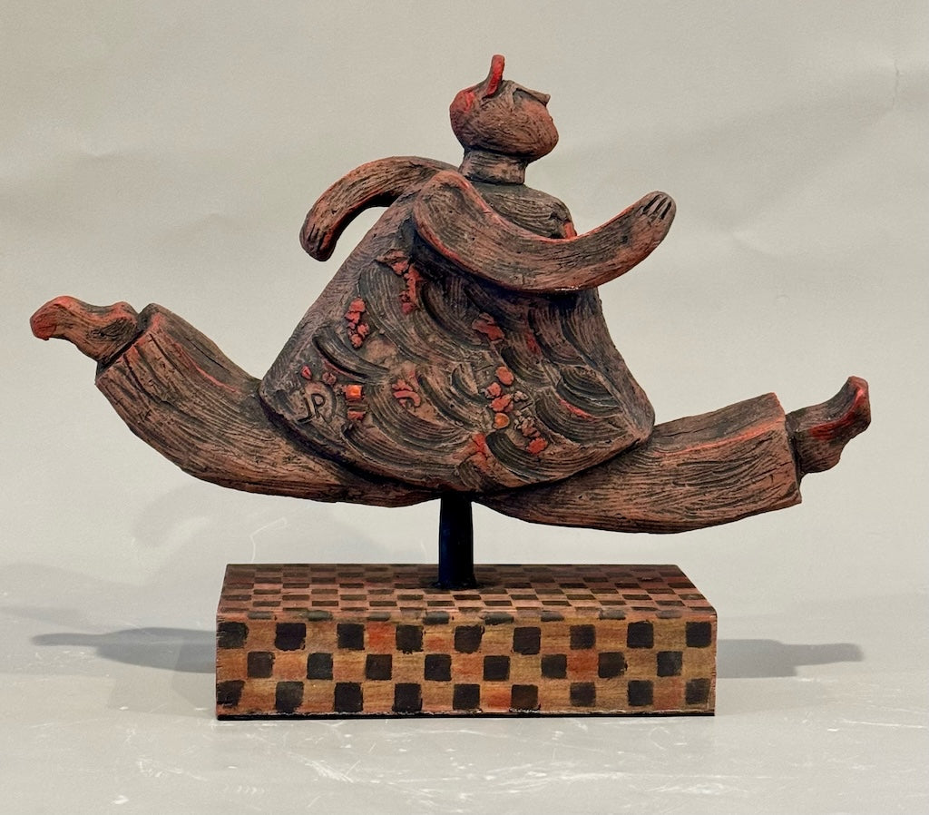 "OFF I GO" CERAMIC MIXED MEDIA SCULPTURE