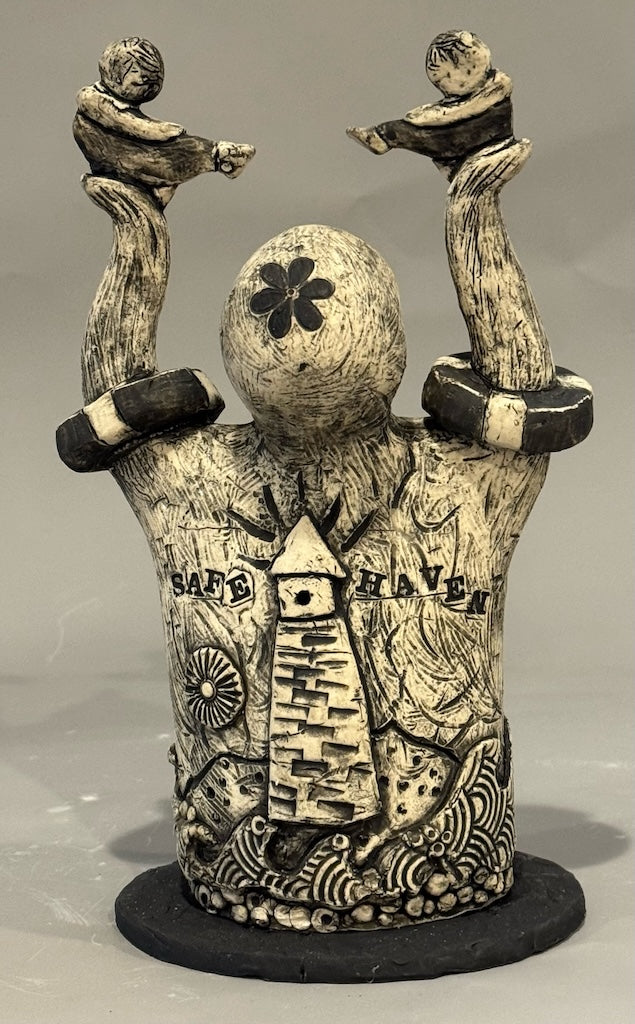 "SAFE HAVEN" CERAMIC MIXED MEDIA SCULPTURE