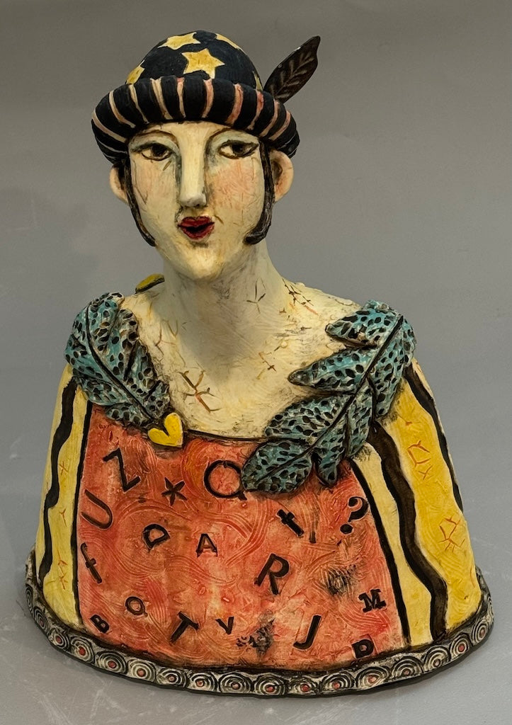 "THE TYPESETTER'S APPRENTICE" CERAMIC MIXED MEDIA SCULPTURE
