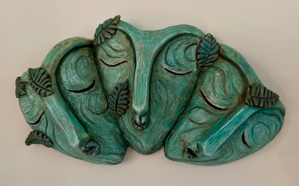 "THREE GRACES" CERAMIC MIXED MEDIA WALL SCULPTURE