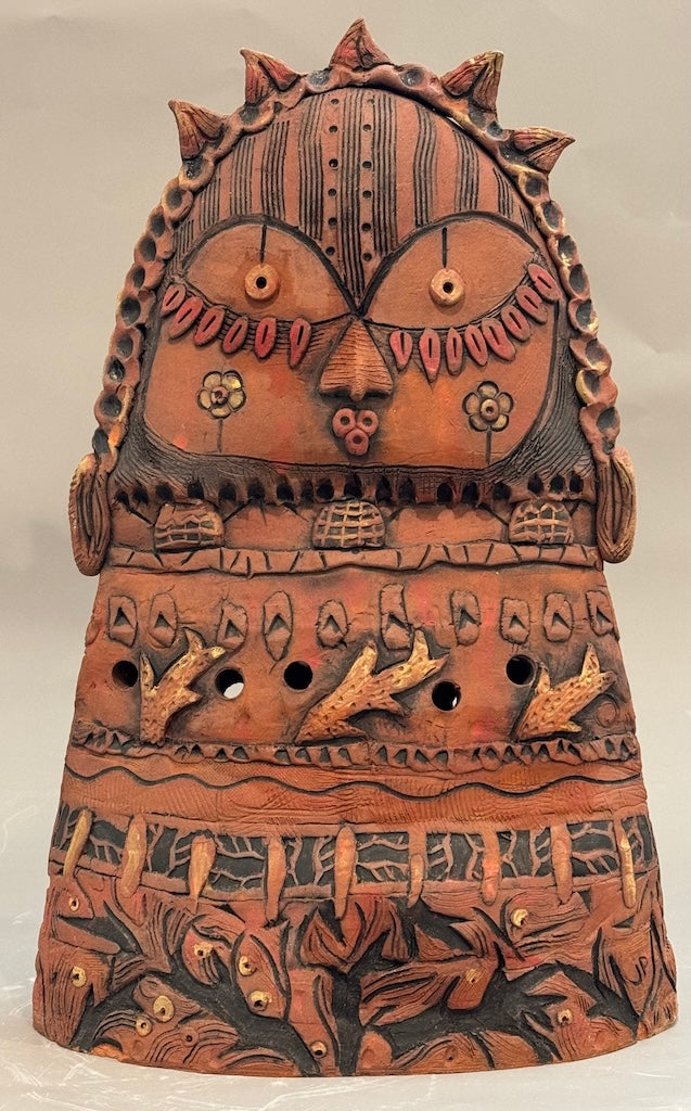 "TWO-SIDED GARDEN SPIRIT" CERAMIC MIXED MEDIA SCULPTURE